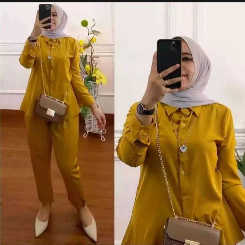 SETELAN KEMEJA WANITA | SETELAN PANJANG | SETELAN KEKINIAN | SETELAN WANITA BAHAN IMPORT