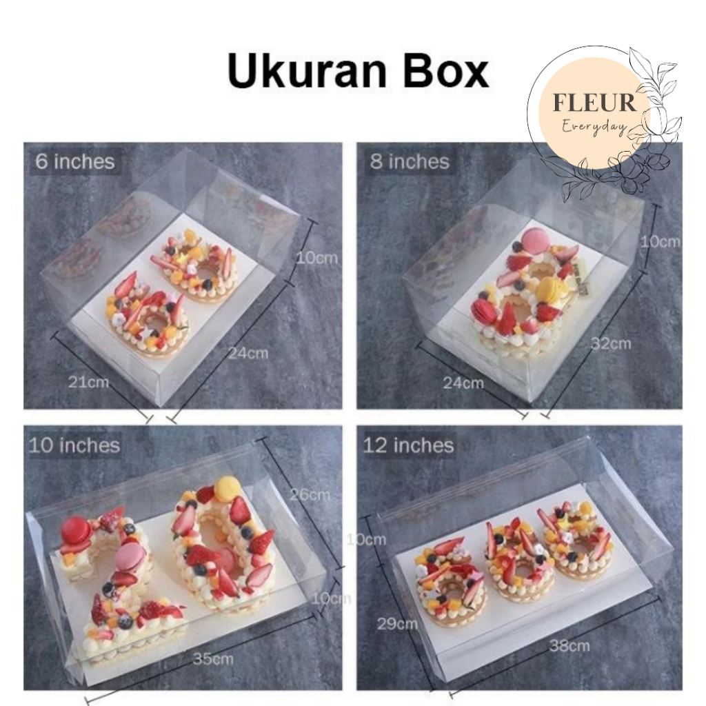 Box kue huruf alphabet Box kue tart Box kue bening Box kue beserta alas Box kue ulang tahun