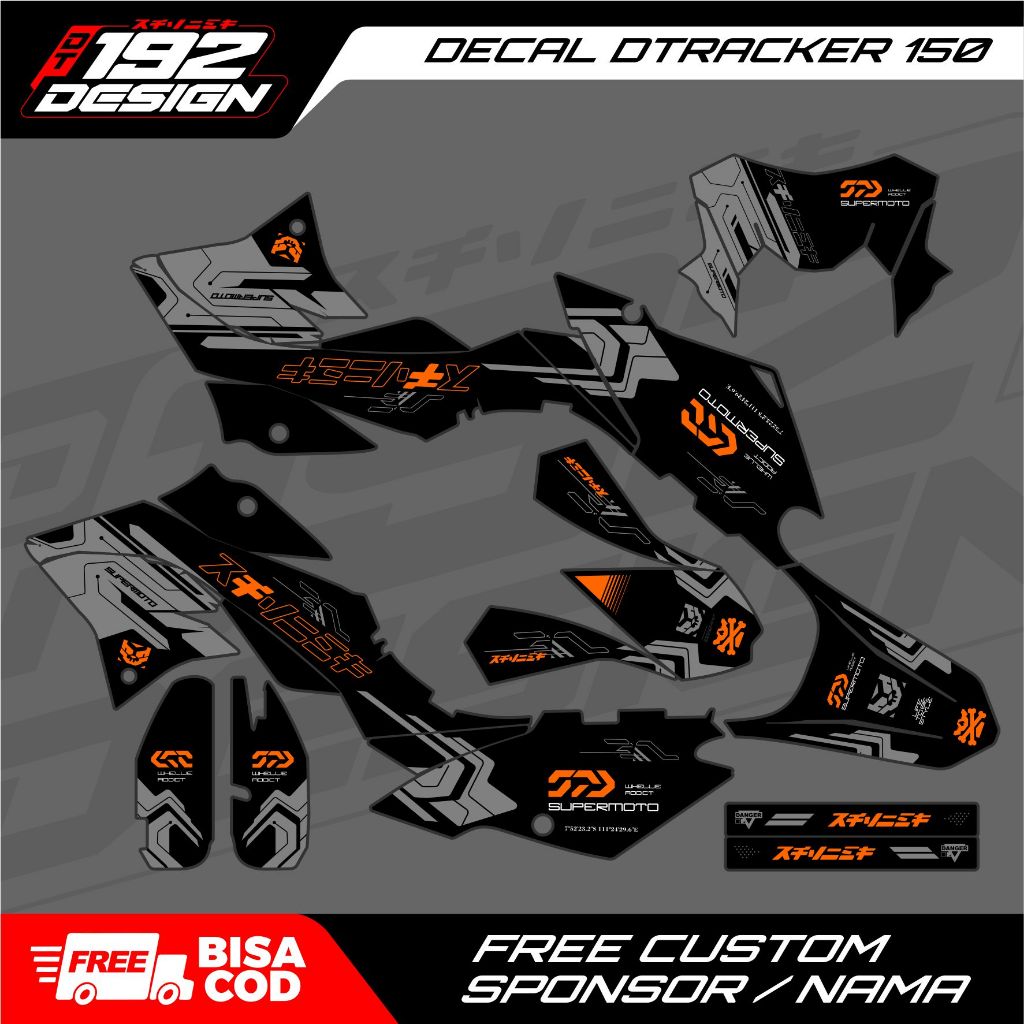 DECAL DTRACKER KLX DTX HITAM BEBAS CUSTOM FULL BODY MINIMALIS KEREN PREMIUM
