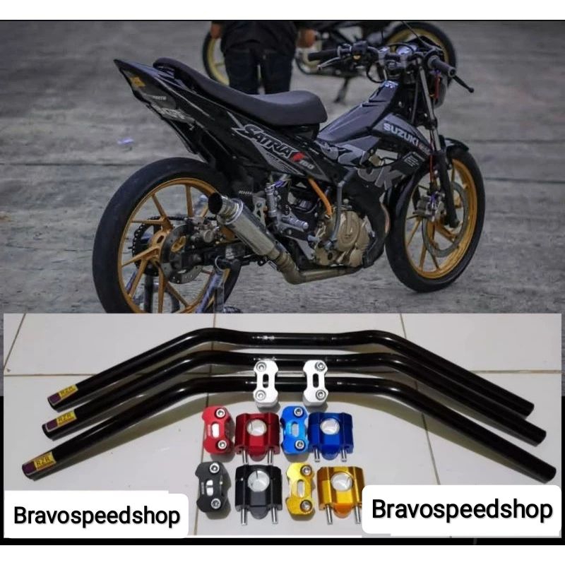 Stang rzr roadrace universal pnp SATRIA FU F 150 satu set plus riser dudukan cnc
