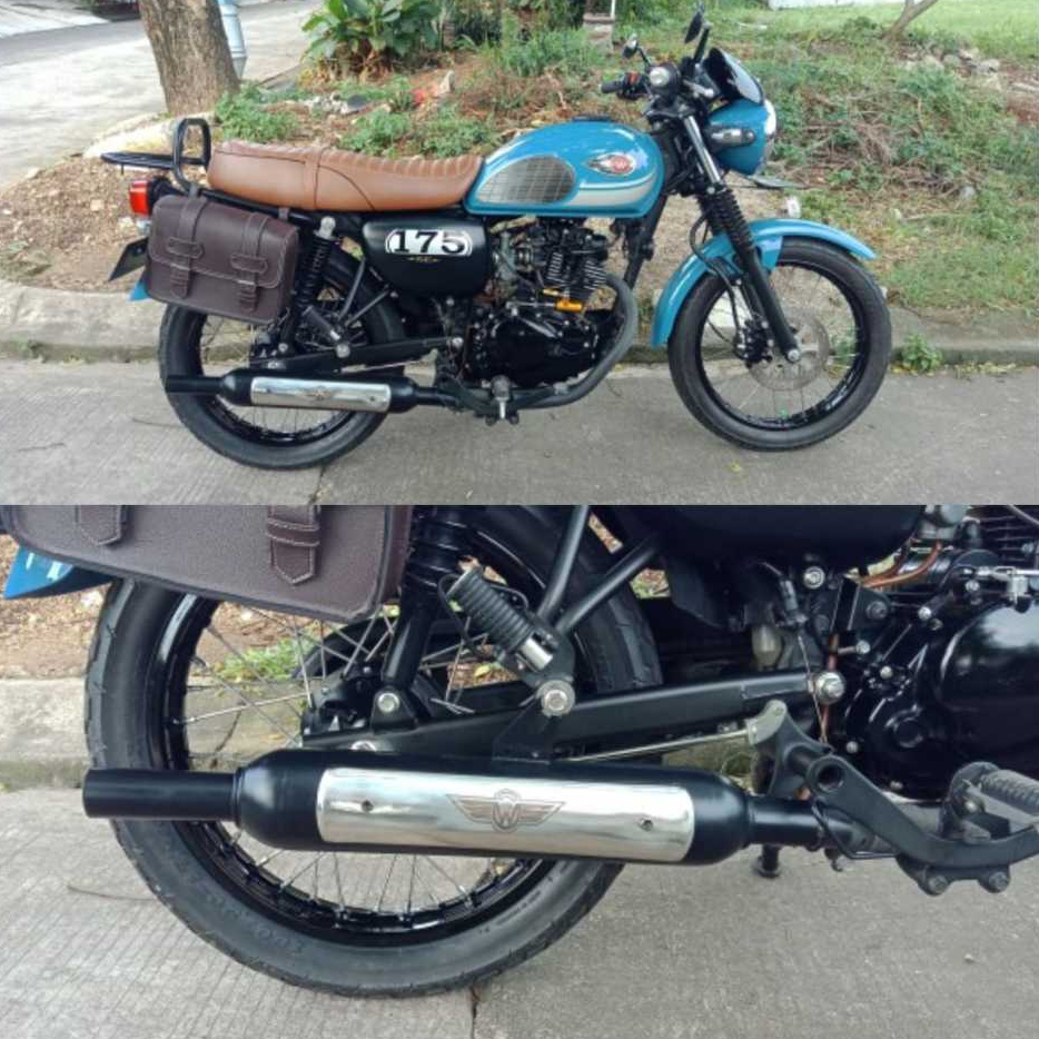 Knalpot standar racing W175 Estrela kawasaki w175 black doff tameng chrome original CR PROJECT