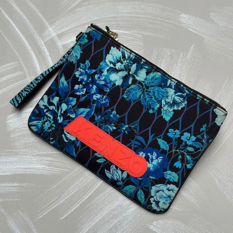 Original Kenzo X H&M Neoprene Floral Clutch Wristlet Bag / Pouch / Pochette