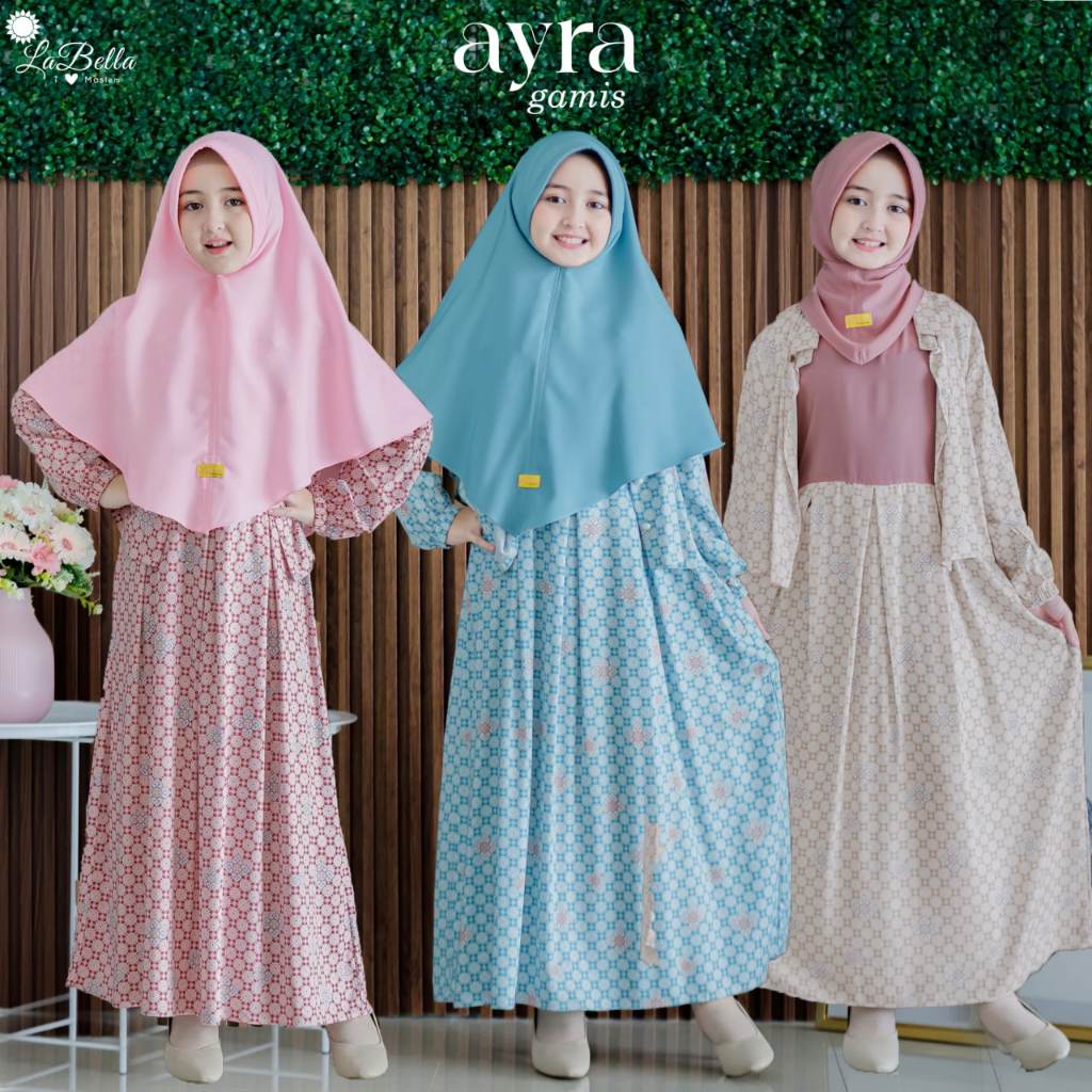 ( USIA 5 - 10 TAHUN ) GAMIS ANAK OUTER ORIGINAL LABELLA TERBARU AYRA MUSLIM DRESS PANJANG ANAK PEREM