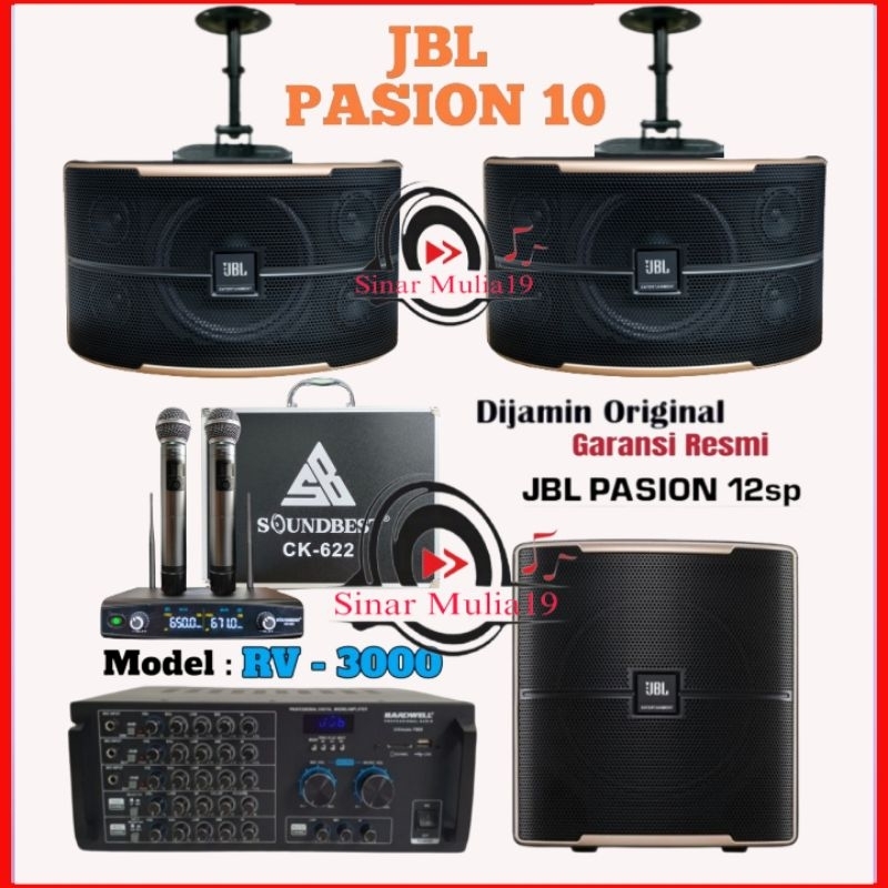 Paket Karaoke JBL Pasion10 Subwoofer JBL Pasion 12sp Amplifier Hardwell RV3000 Mic Wireless