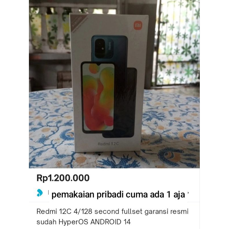 Redmi 12C Ram 4/128gb Second bekas garansi resmi sudah HyperOS dan sudah Android 14 terbaru