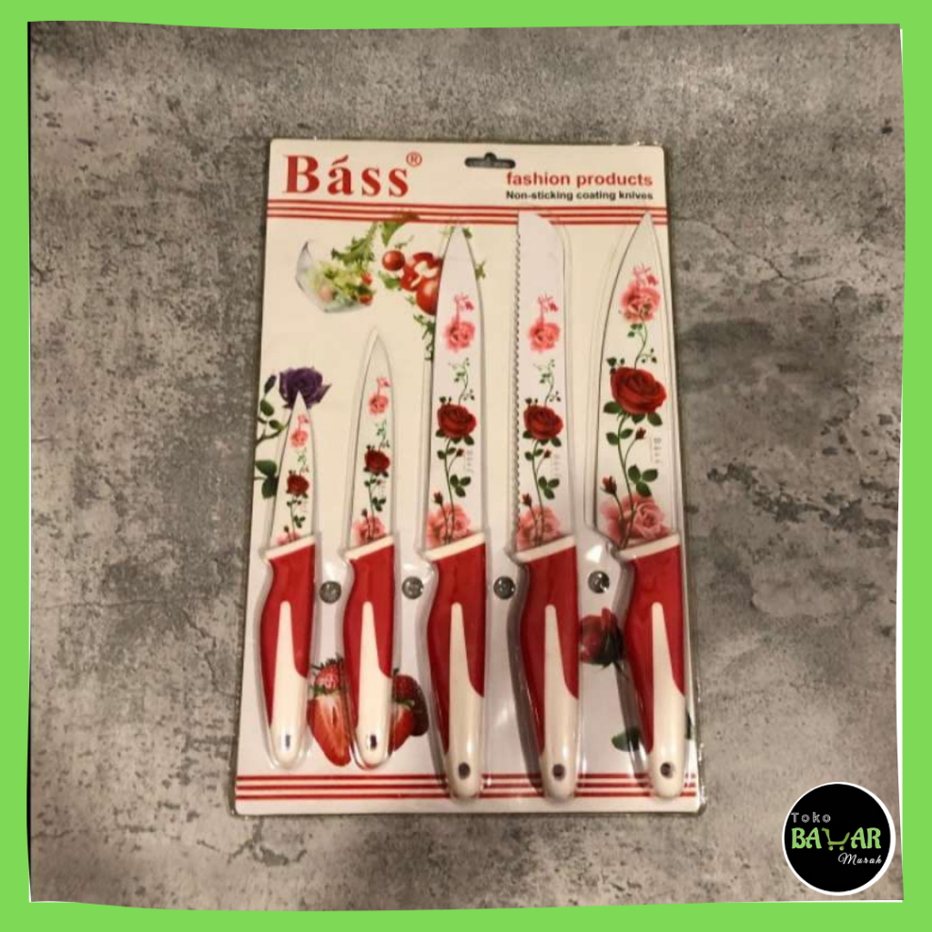 Pisau Keramik Motif Bunga Set 5 IN 1 / Pisau Keramik Motif Bunga / Pisau Set 5 IN 1 Motif Bunga