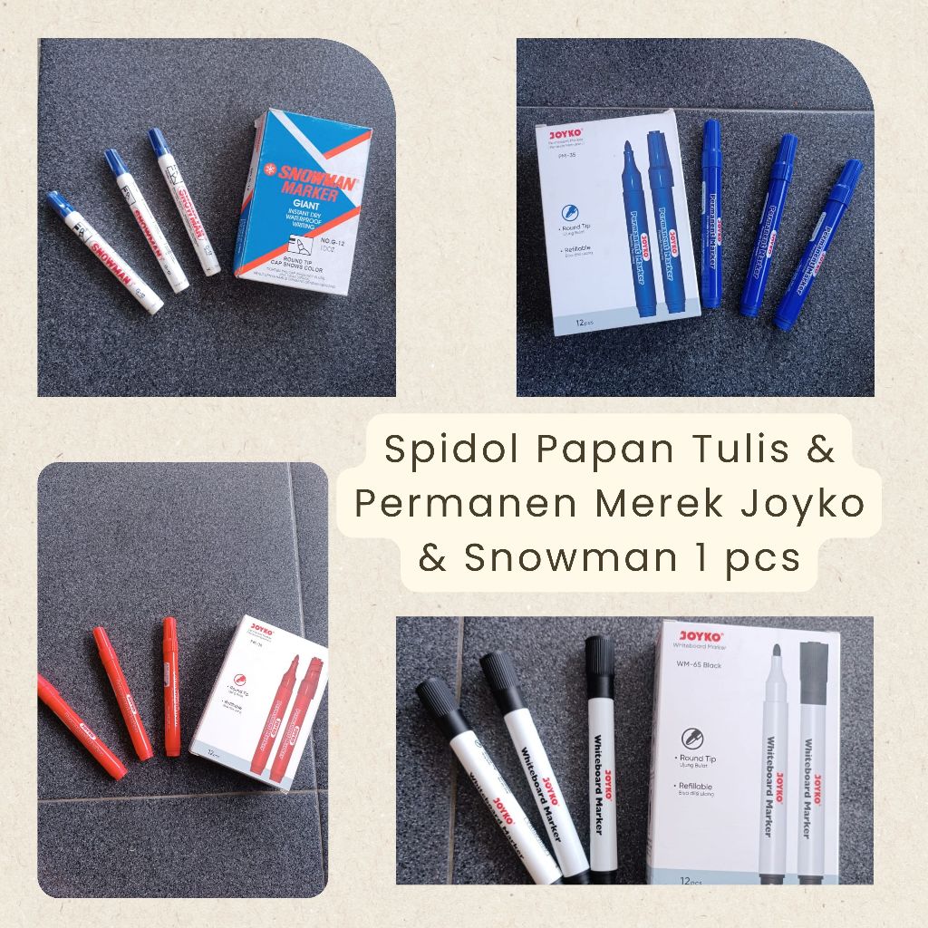 

SPIDOL PAPAN TULIS WHITEBOARD PERMANEN WARNA SNOWMAN JOYKO 1 PCS