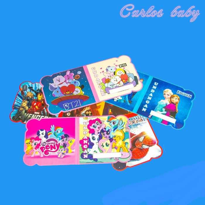 UNDANGAN ULANG TAHUN MODEL LIPAT KARAKTER/ UNDANGAN ULANG TAHUN ANAK