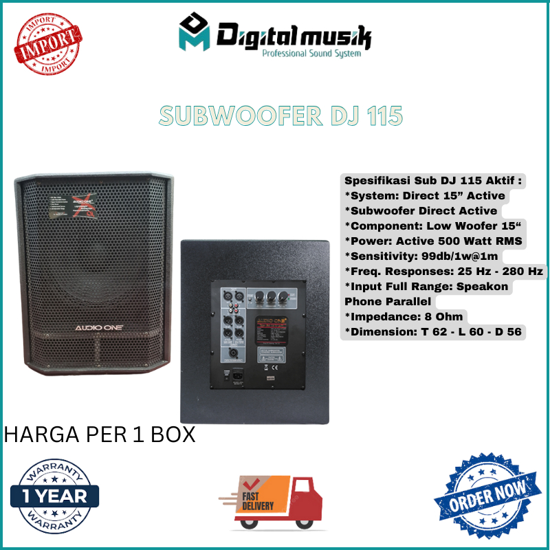 Subwoofer Aktif 15inch AUDIO ONE DJ-115 l Subwoofer 15 Inch l Subwoofer Audio One l Digital Musik