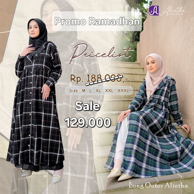 PROMO DISKON RAMADHAN SALE LONG OUTER FLANEL MUSLIMAH ORI ALIETHA JACKET GAMIS WANITA TERBARU VIRAL 