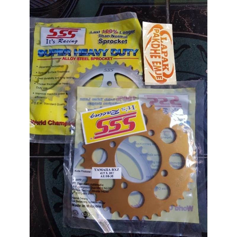 LANGKA GEAR BELAKANG SSS ALUMUNIUM GOLD 415 38 JUPITER Z JUPITER MX NEW JUPITER MX NJMX RX KING RXZ 