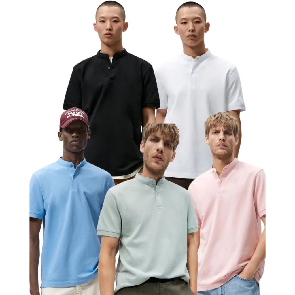 Baju Kaos Polo Kerah Shanghai Z*RA Texture Pique Polo Shirt