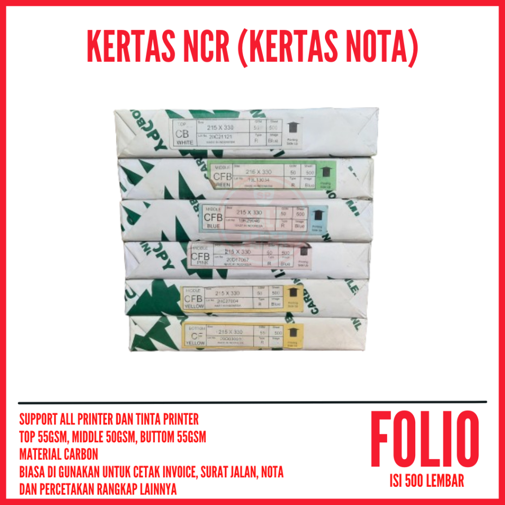 Kertas NCR F4 1 rim 500 lembar kertas ncr 1 rim f4 kertas nota ncr