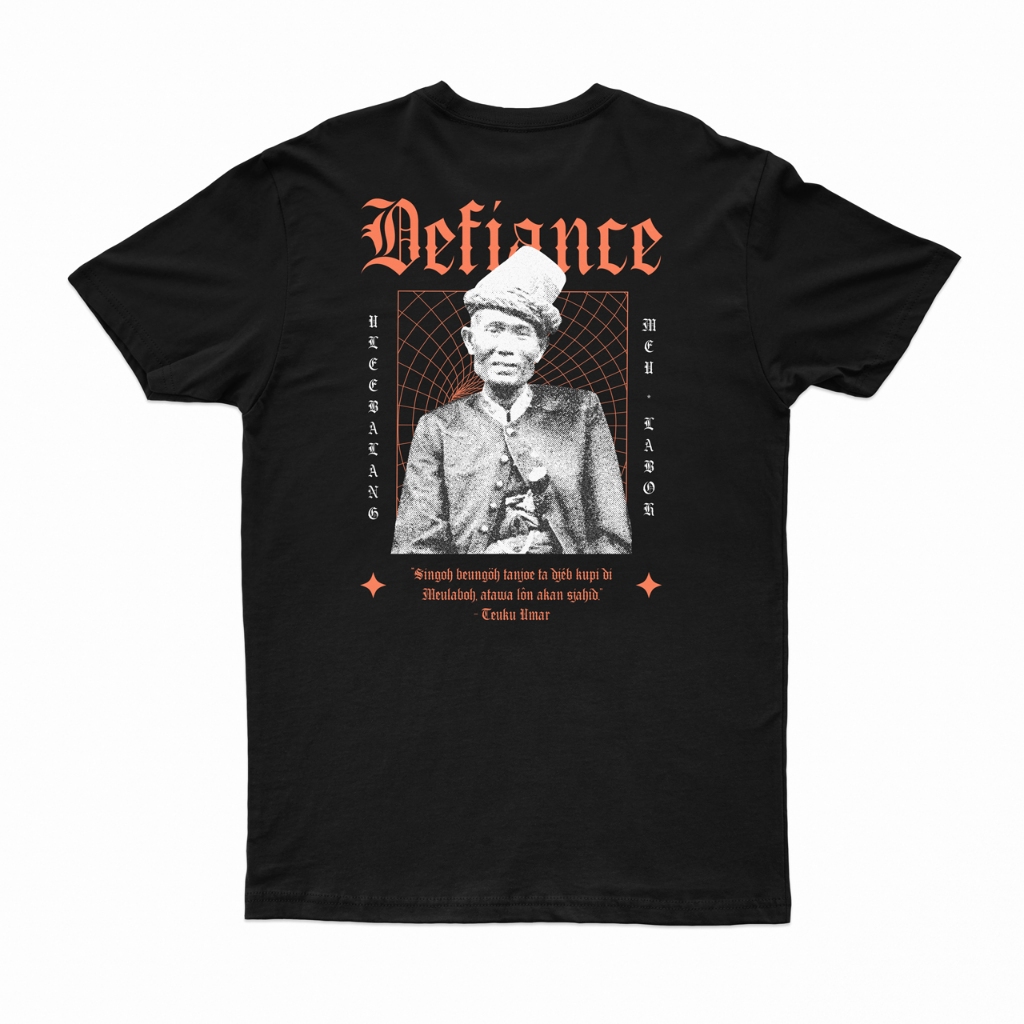 Kaos Teuku Umar - Bahan Cotton Combed 24s Warna Hitam - Kaos Aceh