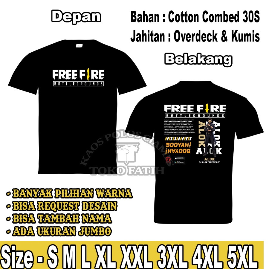 Kaos Karakter Free Fire Dewasa Unisex  ALOK Lengan Pendek  Combed 30S