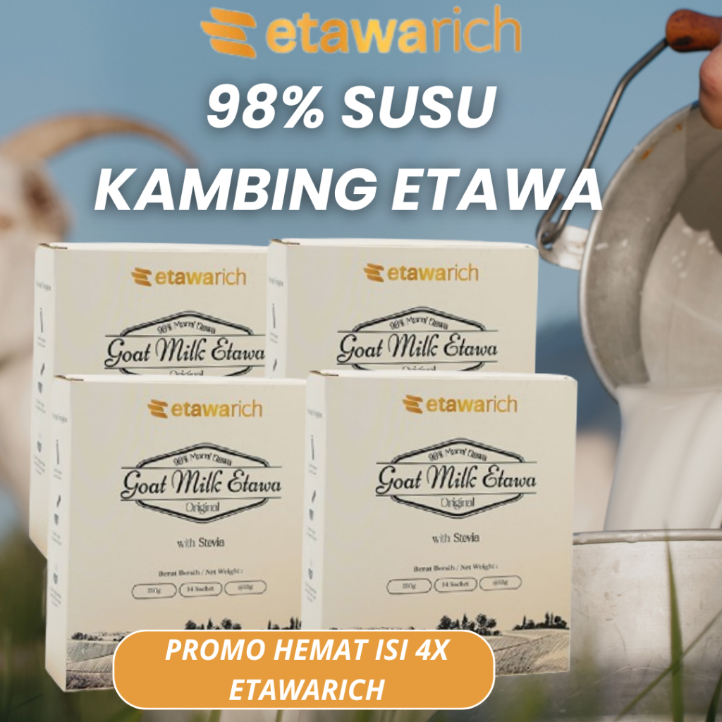 

Etawarich Susu Kambing Asli Menutrisi Pertumbuhan Tulang Promo Hemat 4Box