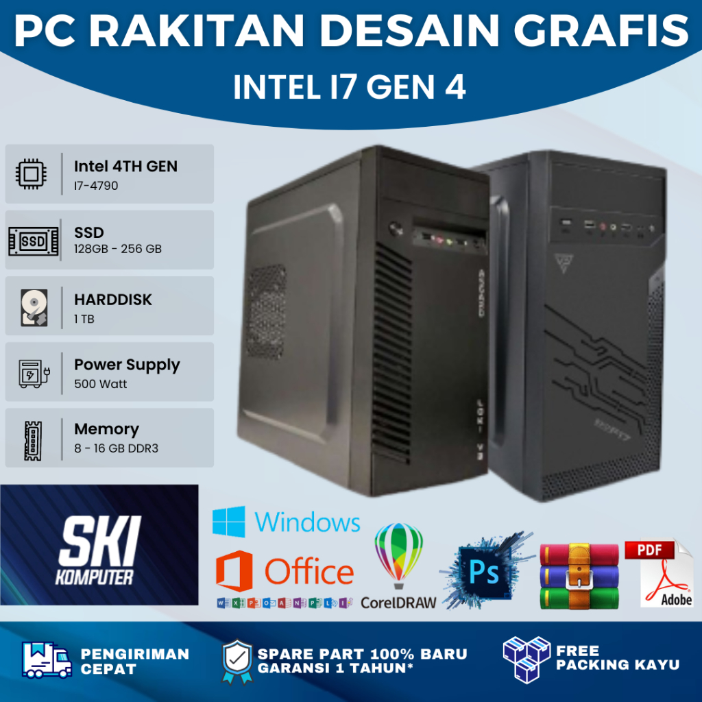 PC KOMPUTER RAKITAN INTEL i7 4790 DESAIN GRAFIS OFFICE CPU