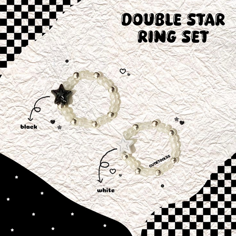 ✮ DOUBLE STAR RING BEADS ✮ CINCIN MANIK ✮ Y2K RING BEADS