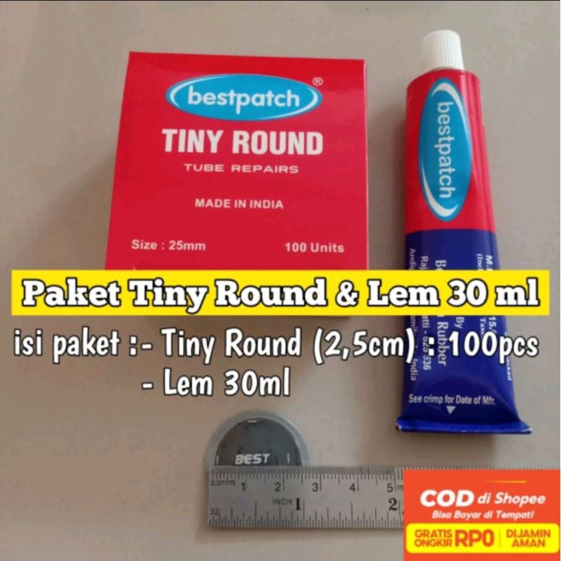 Paket Tambal Ban Dalam Tip Top Bestpatch Tiny Round 25mm dan Lem 30ml -Tip Top Bestpatch