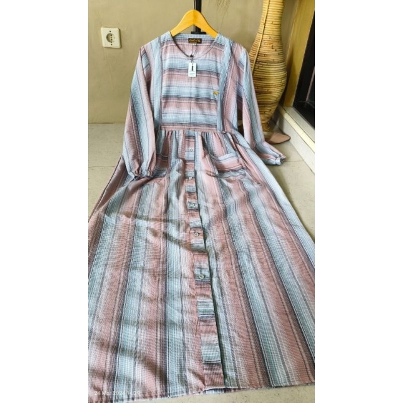 Dress Triset By RISSAFASHION/Gamis Bahan Katun Triset Terbaru