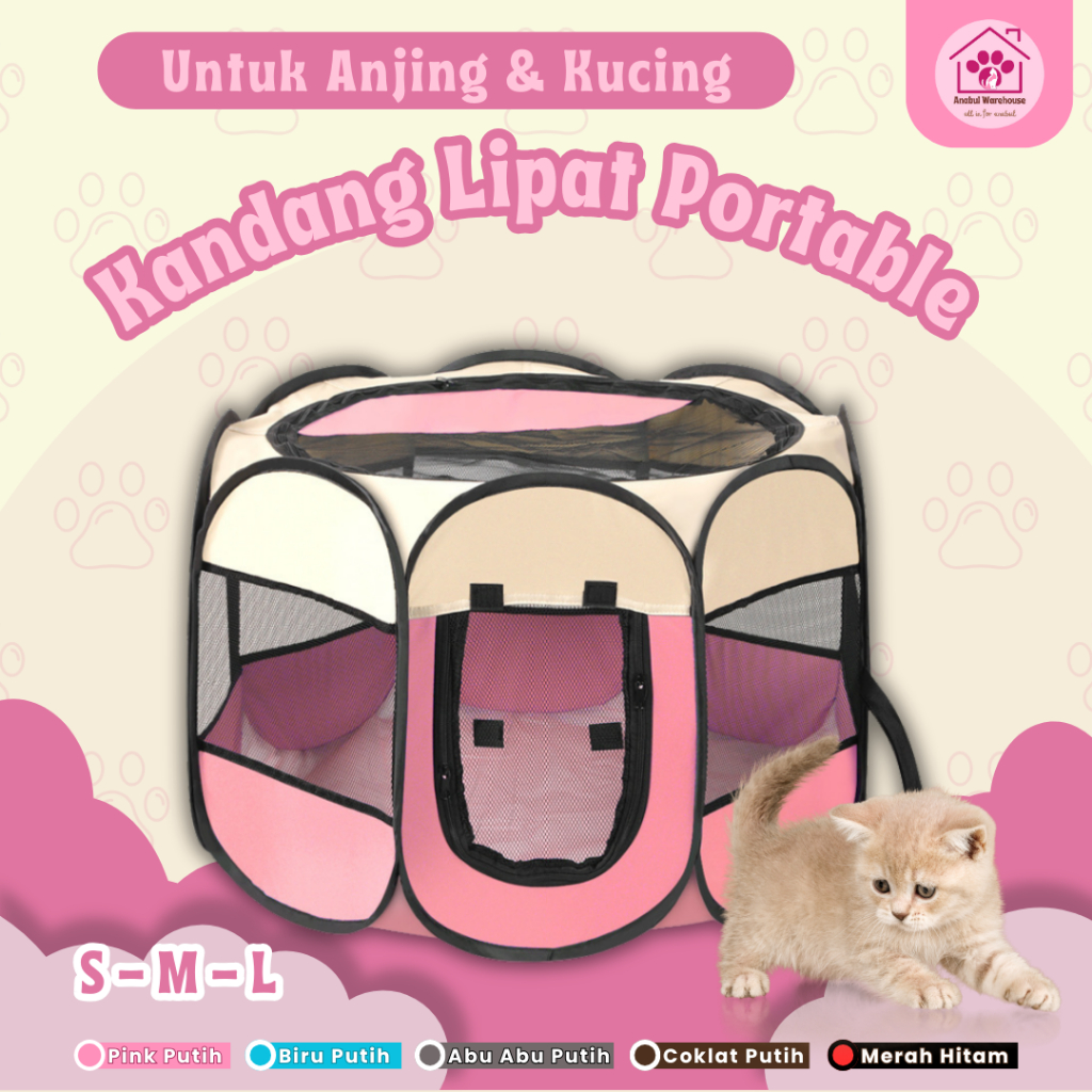 KANDANG KUCING LIPAT/KANDANG KUCING ANJING PORTABLE JUMBO MUAT KUCING BESAR DAN ANAK KUCING