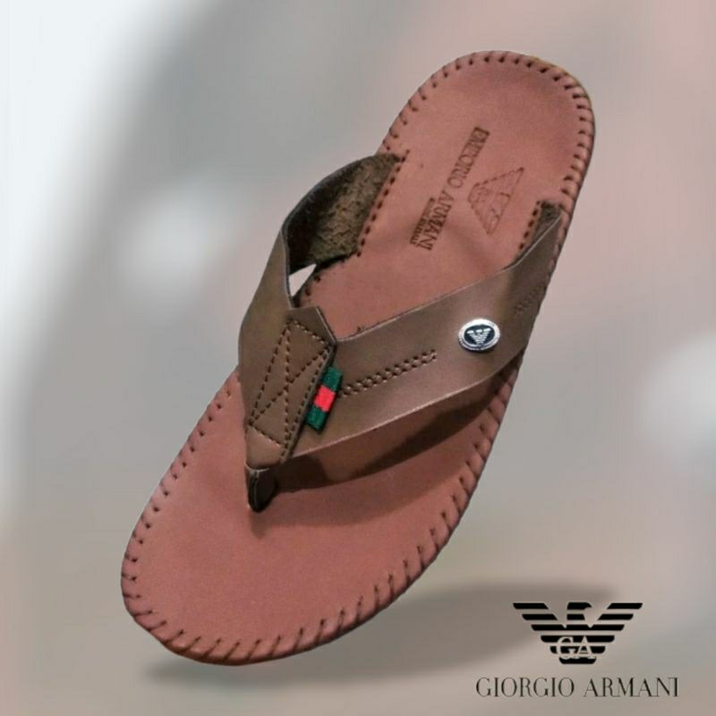 Sendal Armani Sendal Kulit Full Jahitan