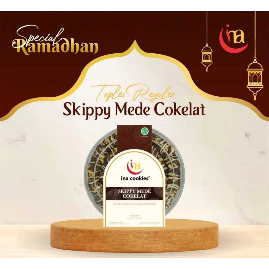 

Ina Cookies Kue Kering Premium Skippy Mede Coklat Toples Reguler