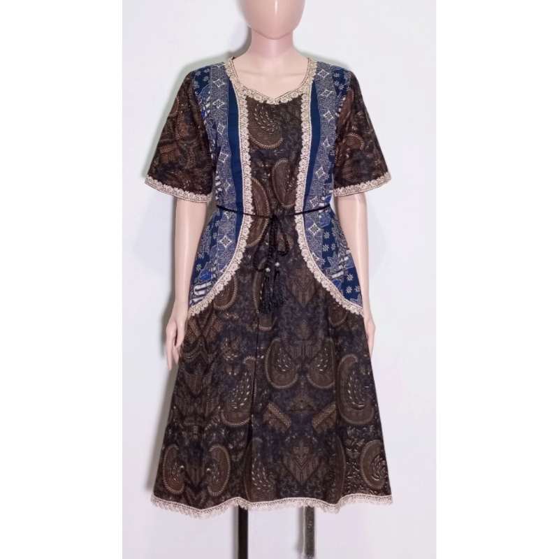 Dress Batik kombinasi/Dress Batik kondangan/Dress batik kerja/Dress Batik kekinian