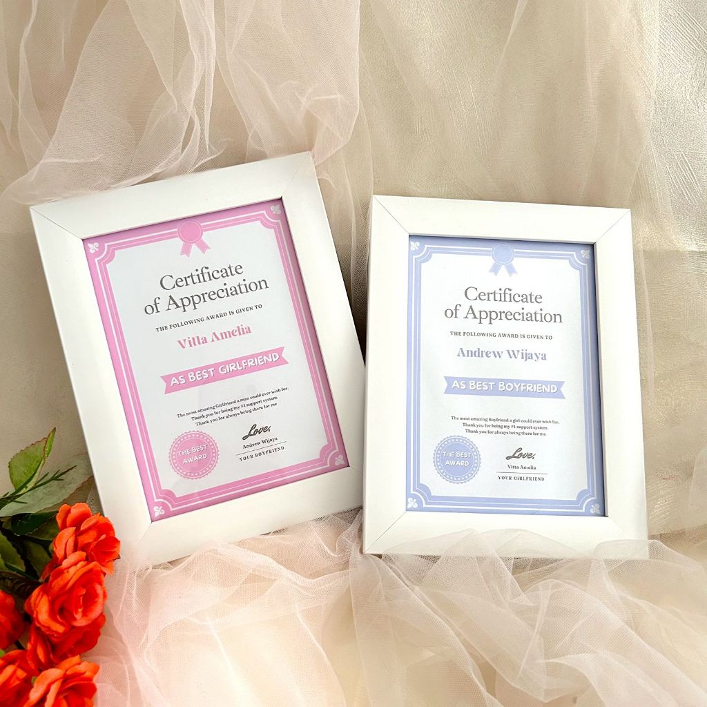 CUSTOM SERTIFIKAT FRAME | BEBAS CUSTOM BEST BOYFRIEND GIRLFRIEND CERTIFICATE AWARD 5R
