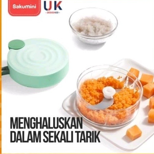 Sakumini Chopper Grinder Manual Blender Tarik Penggiling Penghalus Makanan Bayi