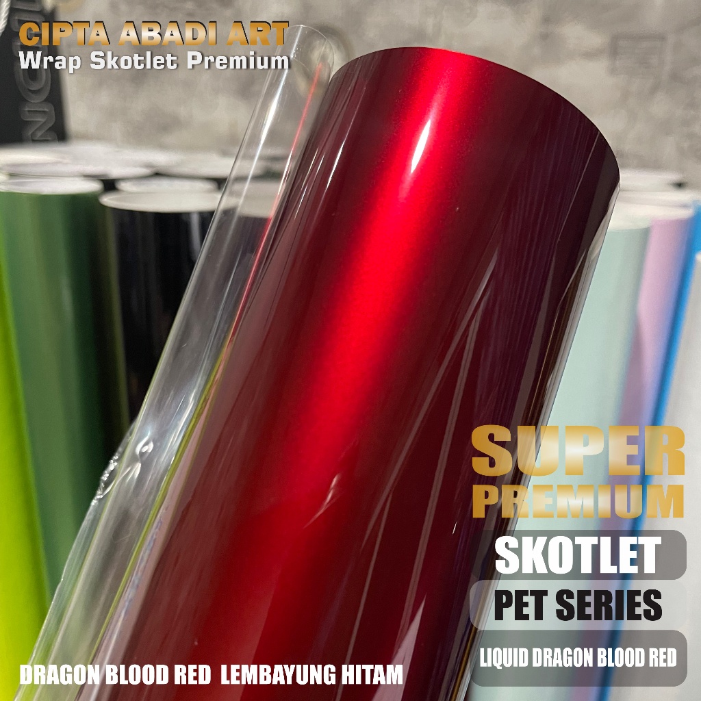 STIKER SKOTLET MOBIL MOTOR DRAGON BLOOD SERI PET SUPER PREMIUM SCOTLET MERAH LEMBAYUNG HITAM