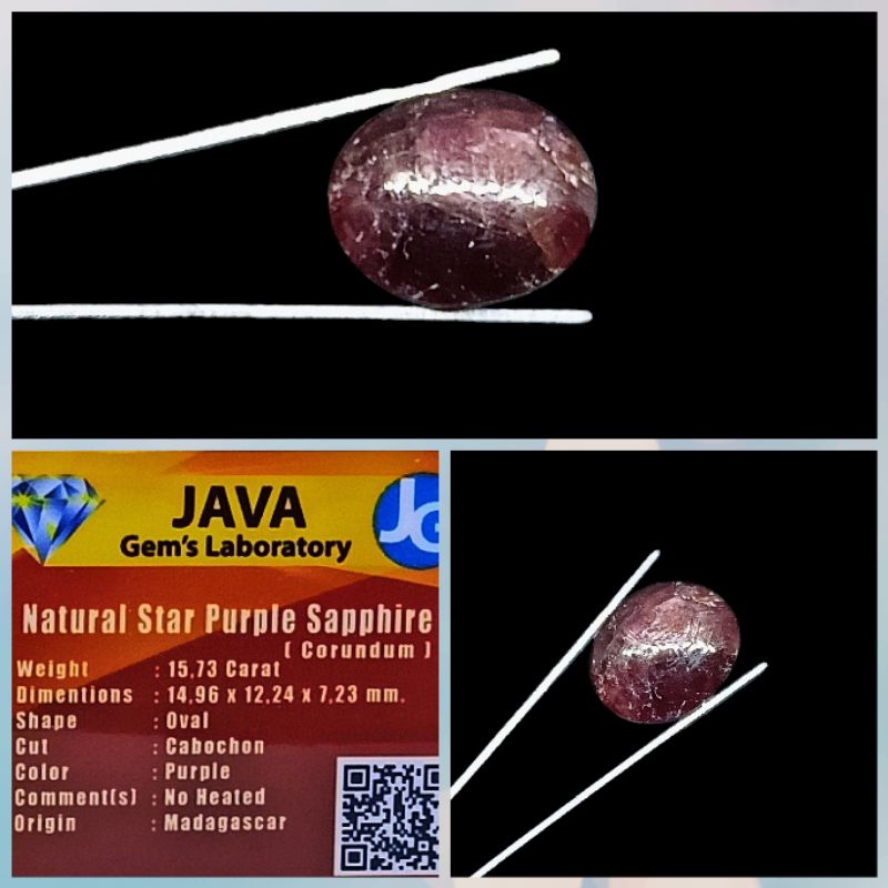 Lostune Batu Natural Star Purple Safir + Memo