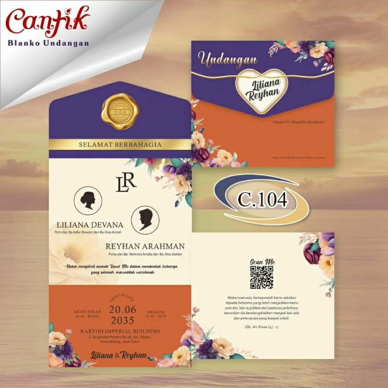 Blanko Undangan Pernikahan Cantik 104 Free Fille Setting