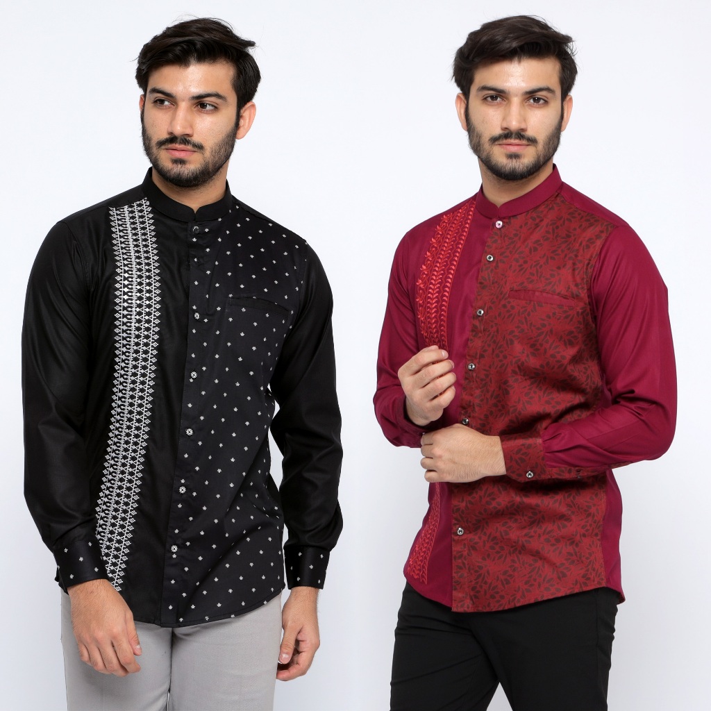 Casella Baju Koko Pria Lengan Panjang Premium | Baju Koko Batik Riyadh Arabesque
