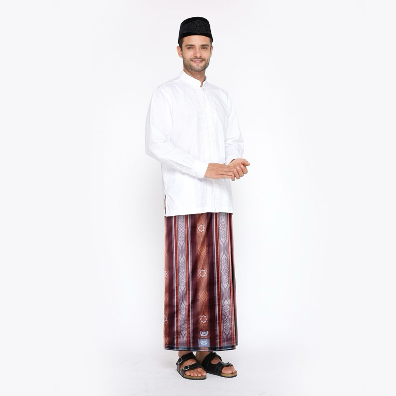 Sarung BHS Excellent Silver Motif Jacquard Songket Coklat