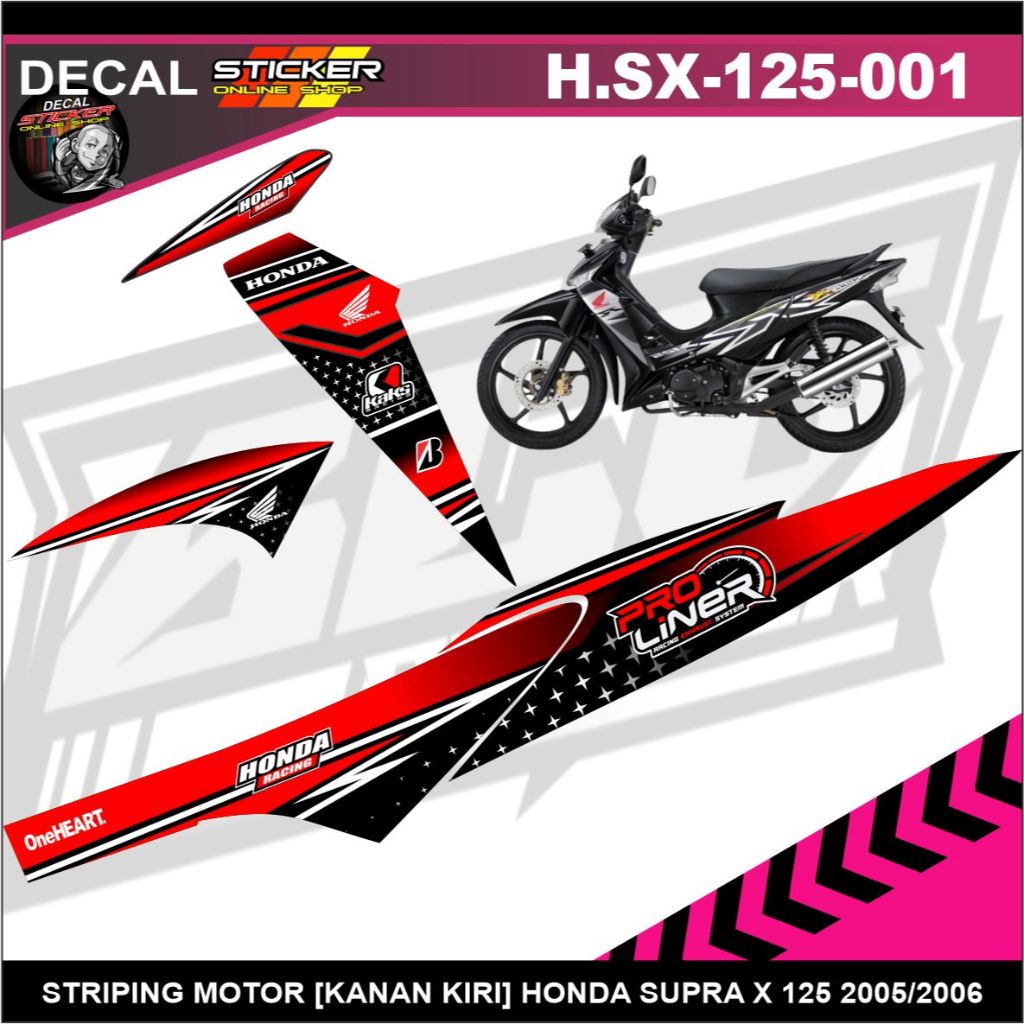 STIKER MOTOR HONDA SUPRA X 125 2005/2006 DECAL STRIPING VARIASI RACING KEREN