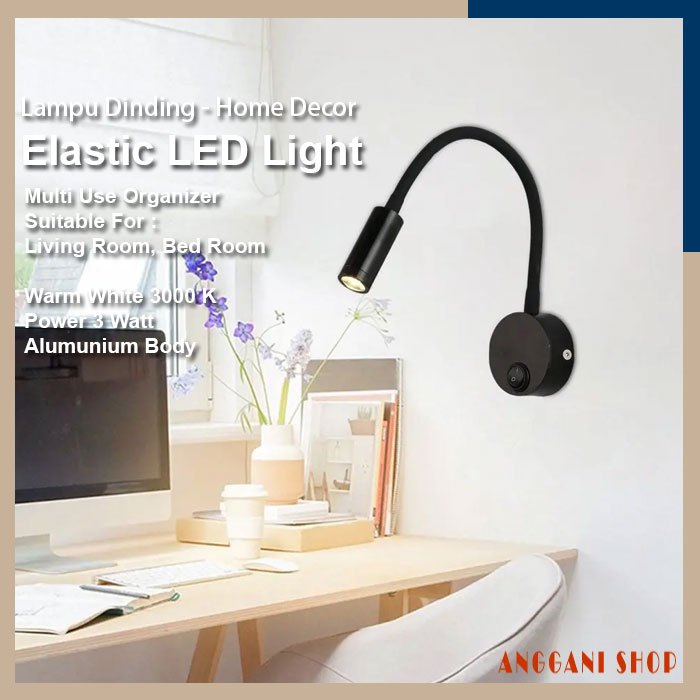 Lampu Baca LED Samping Tempat Tidur Lampu LED 3 Watt Lampu Dinding Kamar Tidur Rotasi 360 Derajat Bo