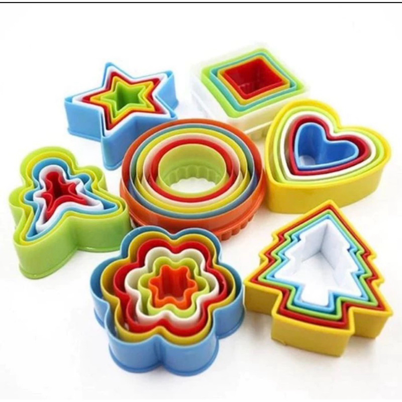 CUTTER COOKIES/ cetakan buskuit kue CUTTER FONDANT 1 set isi 5/  Cetakan Cutter Ring Plastik Set Fon