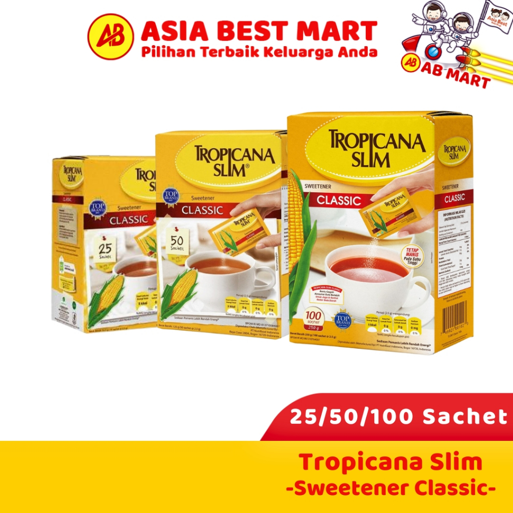 

Tropicana Slim Sweetener Classic 25/50/100 Sachet Gula Pemanis Rendah Kalori Untuk Diabetes Diet