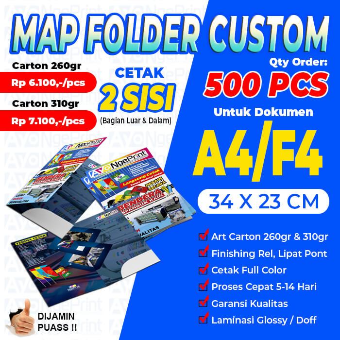 

Cetak Map Kertas Folder Organizer / Stopmap A4/F4 (2 Sisi) 500 Pcs / Kantor & Itansi Custom Murah