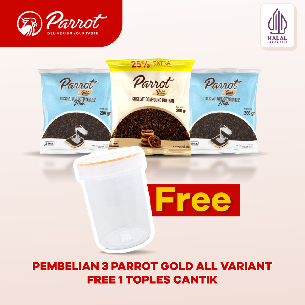 

PROMO BUNDLING 3Pcs Meses Parrot Gold FREE 1 Toples Cantik