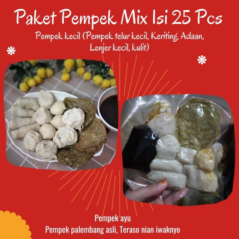 Pempek Palembang Paket Mix isi 25, Pempek Palembang Asli, Pempek Ikan, Empek Empek Palembang