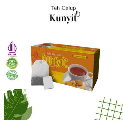 

obat herbal Teh herbal kunyit griya herba membantu Menjaga kesehatan pencernaan dan mengobati mag isi 20 kantong teh celup halal BPOM