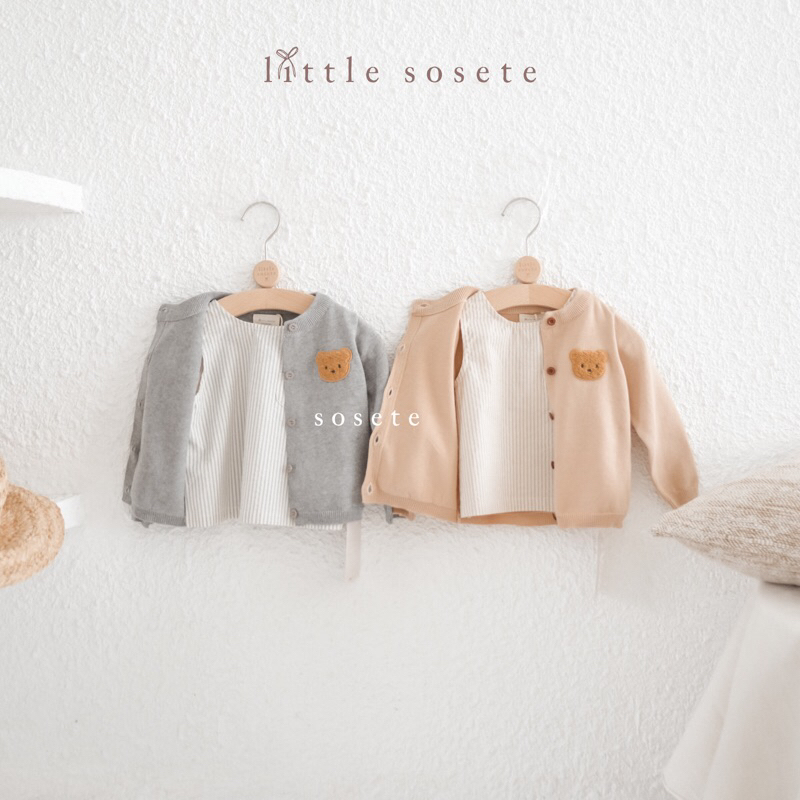 Little Sosete - Unisex Teddy Bear Knit Cardigan Baby / Sweater Baby Rajut Knit *Cardigan Knit / Card
