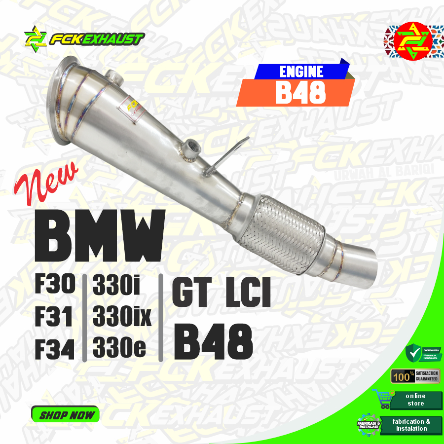 DOWNPIPE BMW F30 F31 F34 GT LCI B48 KNALPOT MOBIL FCK EXHAUST