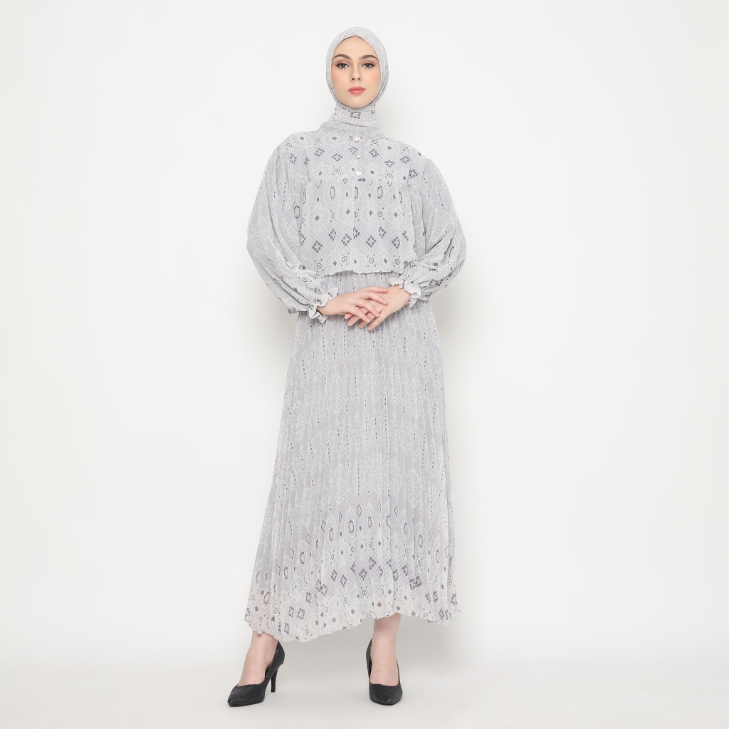 Lyne Halim Gamis Ceruti Set Hijab Pleat , 8242