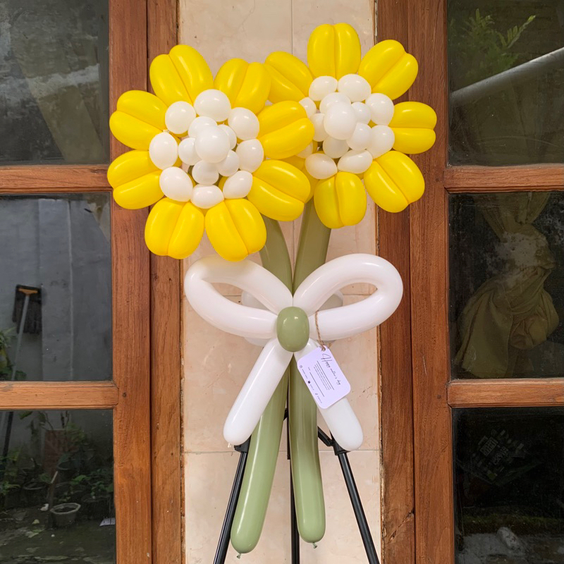 BUKET BUNGA BALON SUNFLOWER tangkai panjang / buket balon malang