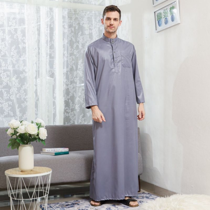 RB Gamis laki-laki lengan panjang polos jubah DUBAI mewah elegantgamis pria basic model terbaru