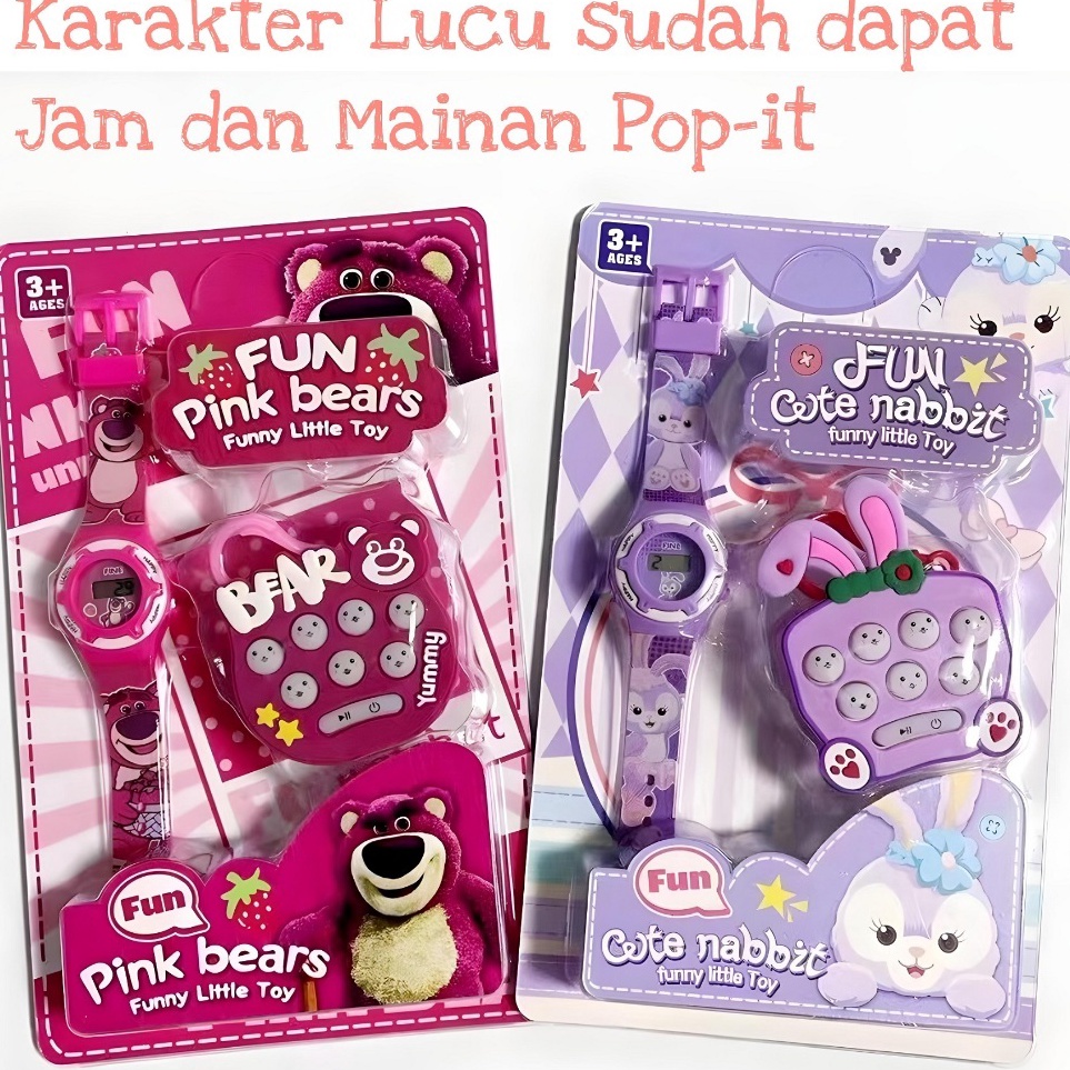 Restock Jam Tangan Anak Bonus Pop It Karakter Lotso Kuromi Unicorn Stelalou