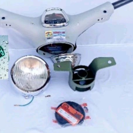 stang atas C70 tebal presisi-lampu depan C70-batok stang C70-spidometer C70-pangkon stang-karet ganj